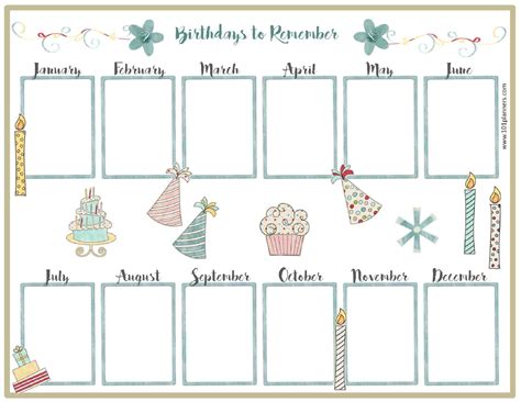 Free Birthday Calendar Printable Customizable Many Designs 14 Free