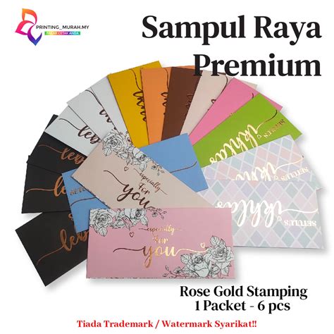 6 Pcs Sampul Raya Premium 2023 18 Colours With Rose Gold Stamping