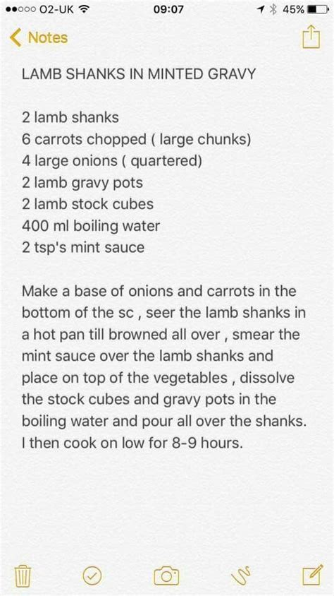 6 tablespoons lamb dripping · 1 tablespoon plain flour · chopped fresh rosemary, to taste · 200ml to 300ml ice cold water · 1 tablespoon mint sauce · salt and pepper . Minted lamb shanks in 2019 | Lamb shank recipe, Lamb ...