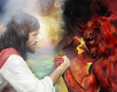 Jesus Vs Satan Art Print By Mark Spears