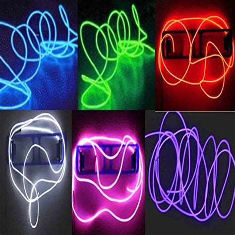 6 pack tdltek neon glowing strobing electroluminescent wire el wire blue green red pink