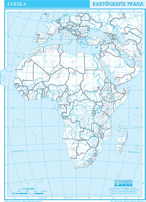 Afrika 1 45 000 000 A4 Slepá Mapa Montemama