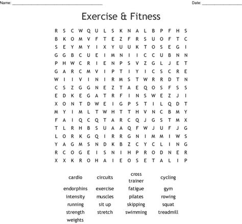 Exercise And Fitness Word Search Wordmint Word Search Printable