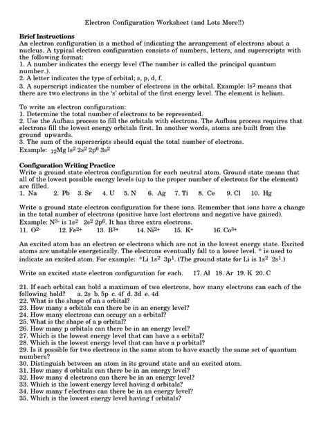 But the key to practice is first trying the. 19 Best Images of Chemfiesta Worksheet Answers - Electron Configuration Practice Worksheet ...