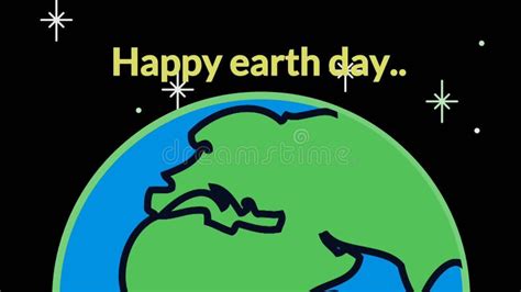 Happy Earth Day Greeting Animated Text With 3d Rotating Planet Stock