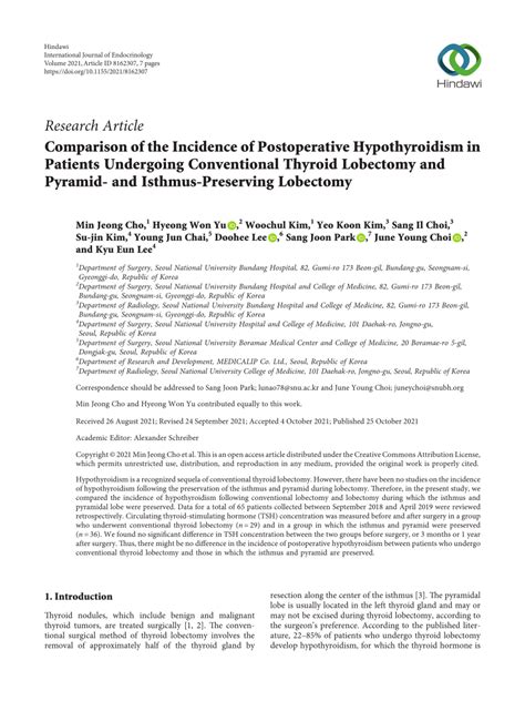 PDF Comparison Of The Incidence Of Postoperative Hypothyroidism In