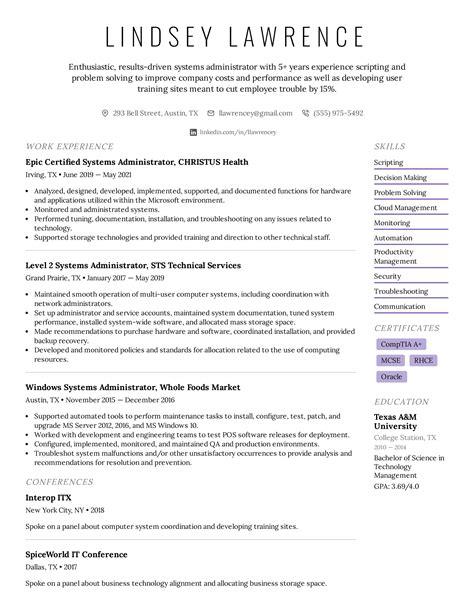 System Administrator Resume Sample Hot Sex Picture