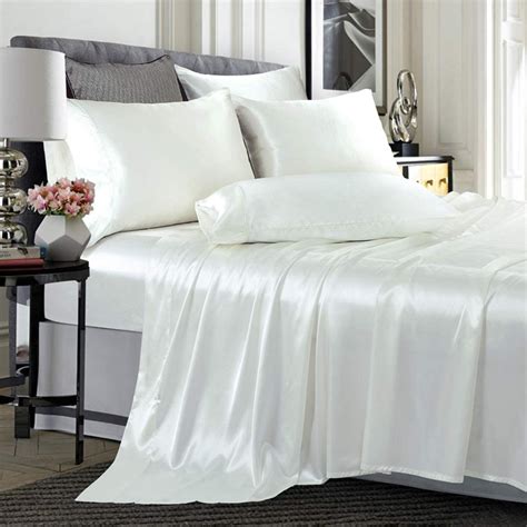 Treely Piece Satin Sheets Queen Size Silky Smooth Sage Green Satin Sheet Set W Ebay