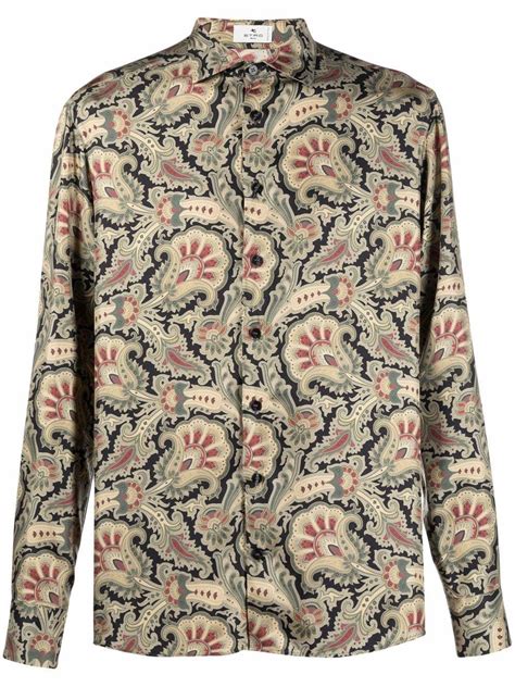 Etro Paisley Print Silk Shirt 528 Farfetch Lookastic