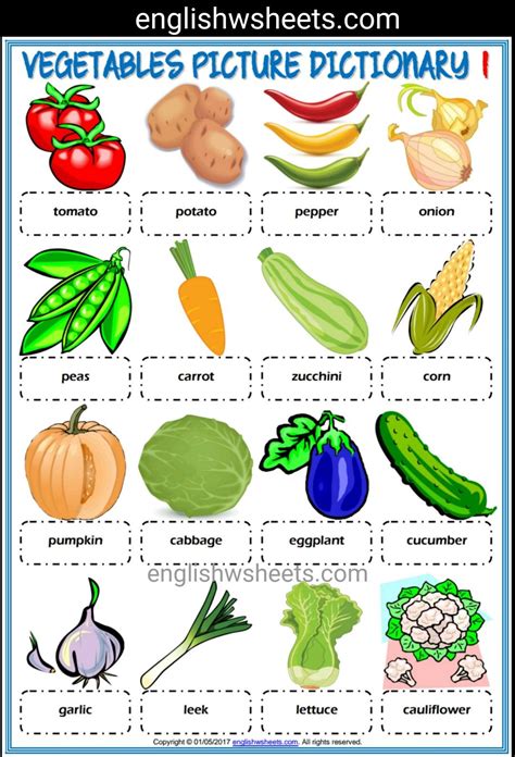 Vegetables For Kids Printable Chart Tedy Printable Activities