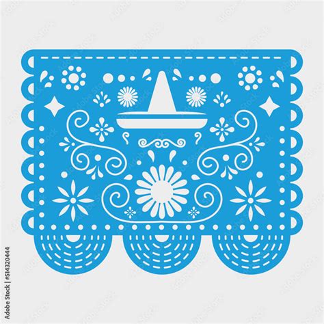 Mexican Decorative Paper Vector Design Of Papel Picado For Traditional Party Inspired By