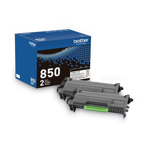 Brother Genuine High Yield Black Toner Cartridge Twin Pack Tn850 2pk