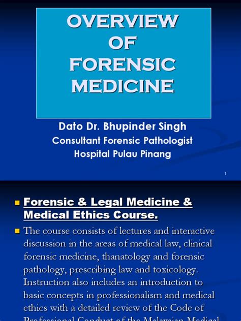 L1 Introduction To Forensics Medical Ethics Autopsy