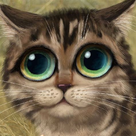 Keane Inspired Big Eyed Cat Print Jungle Art By Sarahspringstudio