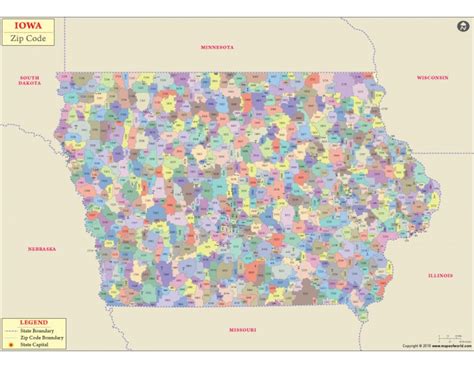 Buy Iowa Zip Code Map