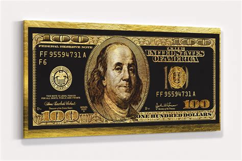 100 Dollar Bill Money Art Entrepreneur Art Gold 100 Dollar Etsy