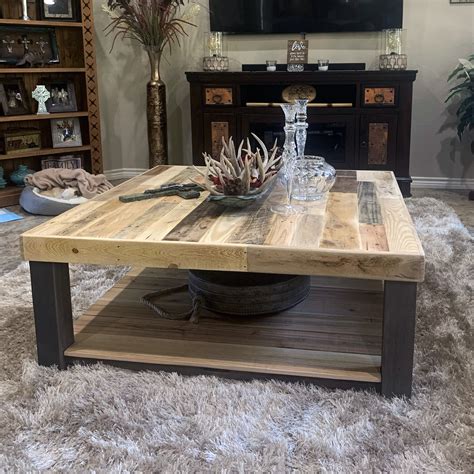 Reclaimed Wood Square Coffee Table Living Room Square Accent Etsy