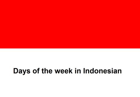 Days Of The Week In Indonesian