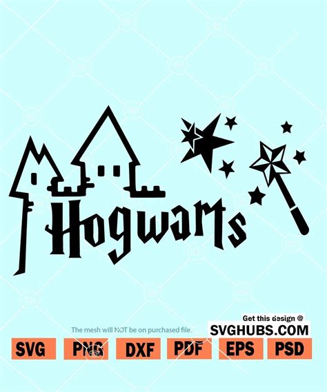 Hogwarts SVG, Magic Wand and Stars svg, Harry Potter svg, Wizard svg