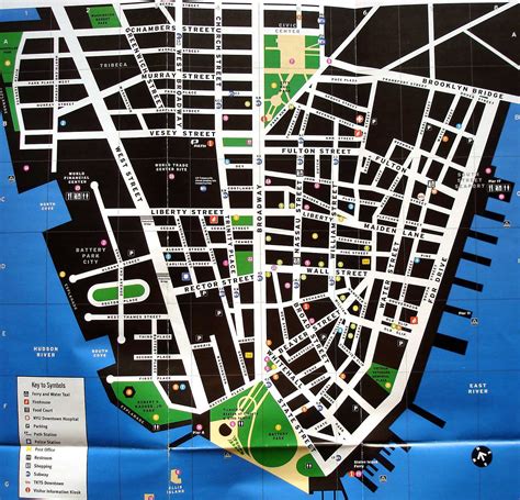 Large Tourist Map Of Lower Manhattan New York Usa United States Of
