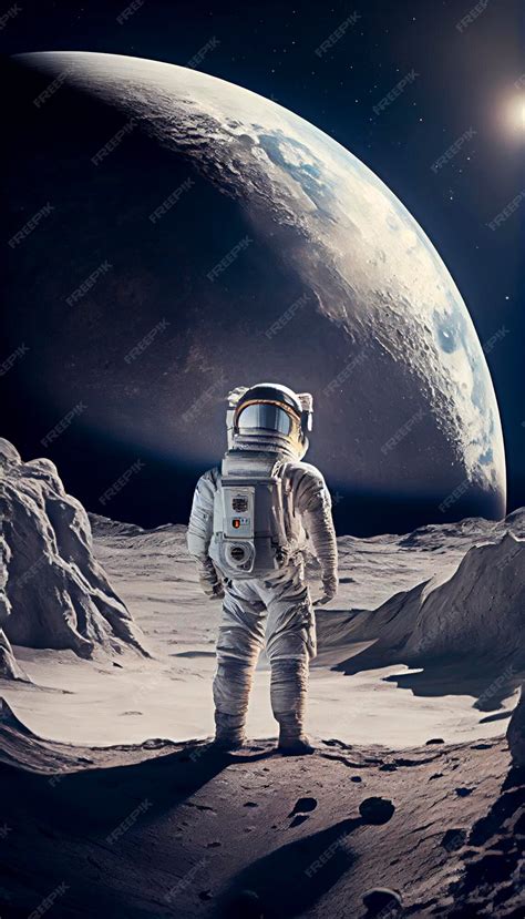 Premium Ai Image Astronaut Sat On The Lunar Surface Observing The