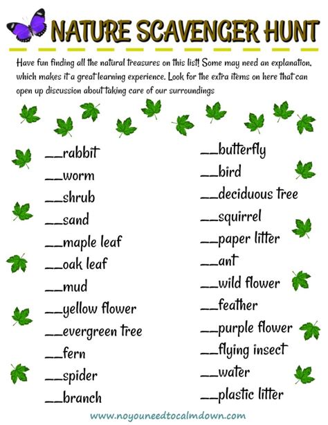 Nature Scavenger Hunt Free Printable No You Need To Calm Down