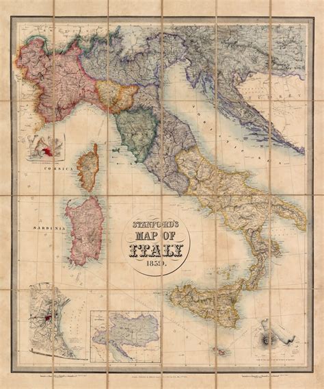 1859 Italy Map Reprint Vintage Italy Map Reprint 4 Largexl Etsy