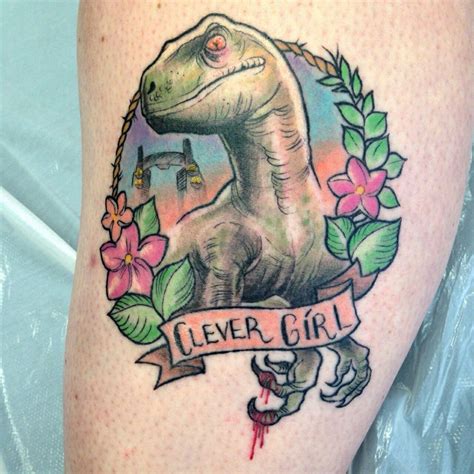 Jurassic Park Tattoo Dinosaur Tattoos Girl Tattoos Watercolor Tattoo