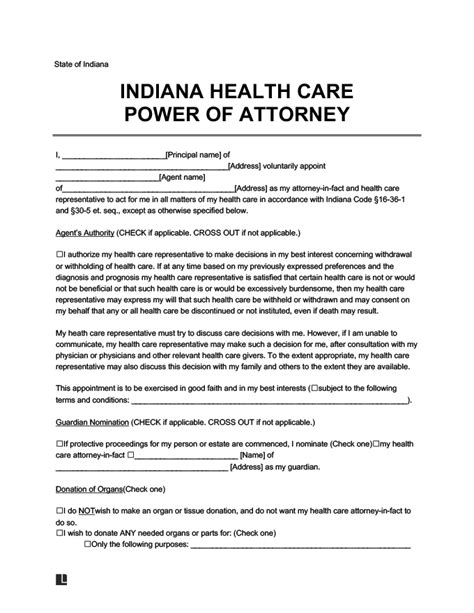 Create An Indiana Medical Power Of Attorney Free Pdf Legal Templates