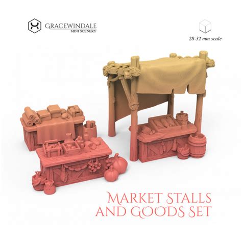 3d Printable Market Stalls And Goods Set By Gracewindale Mini Scenery