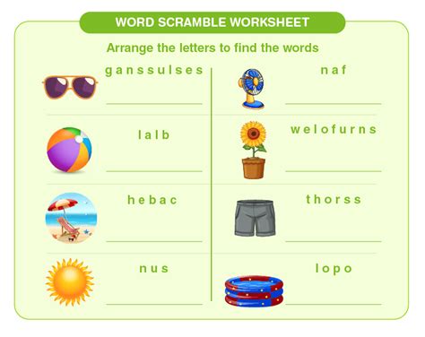 Word Scramble Worksheet 2022