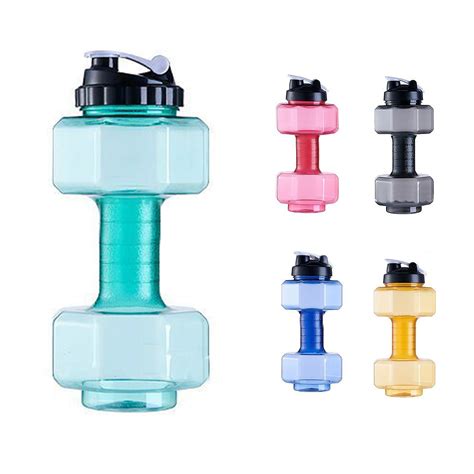 Cheersus 2500ml Water Bottle Dumbbell Shaped Portable Weight Water