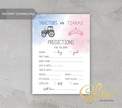 Tractors Or Tiaras Gender Reveal Farm Baby Shower Blue And Etsy