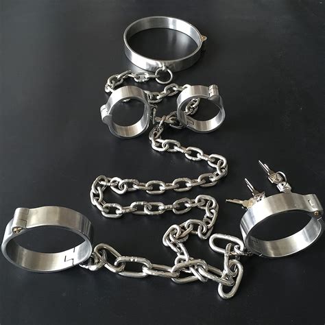Zwbhsh Bondage Set Metall Handschellen Halsband Fußfessel Ketten Fesseln Sex Set Fetish Folter