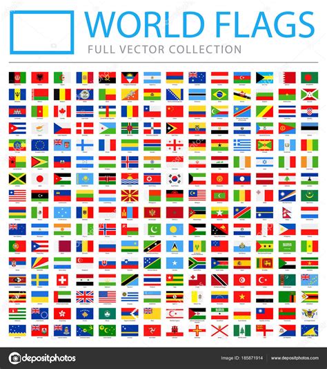 All World Flags Vector Rectangle Flat Icons Stock Vector Image By