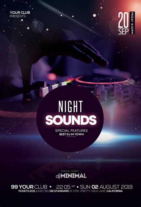 Night Sounds Free Psd Flyer Template Free Psd Flyer Templates Music