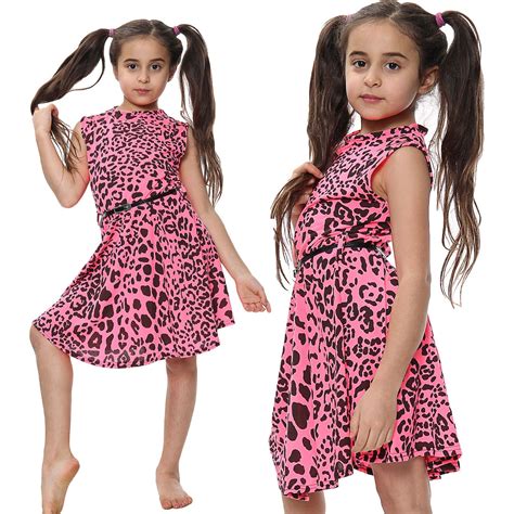 Girls Skater Dress Kids Party Dresses With Free Belt Age 7 8 9 10 11 12