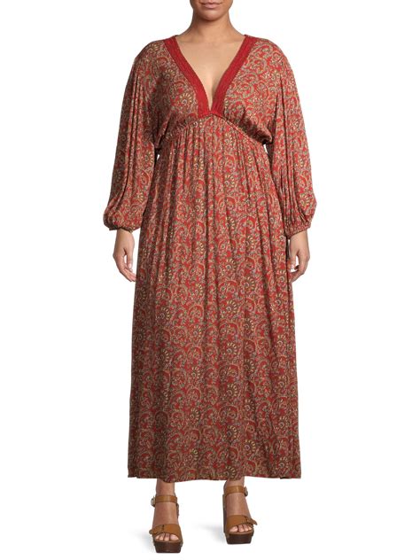 Romantic Gypsy Romantic Gypsy Plus Size Crochet Trim Maxi Dress