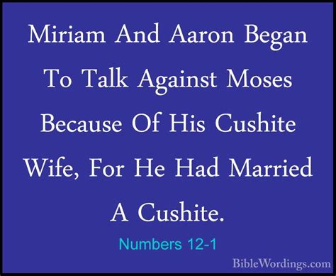 Numbers 12 1 Miriam And Aaron Began To Talk Against Moses Becau
