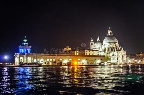 Night And Reflections In Venice With Historical Building Editorial