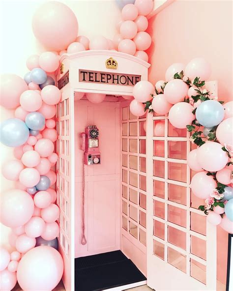 Blue And Pink Pastel Balloon Garland Telephone Booth Balloon Garland