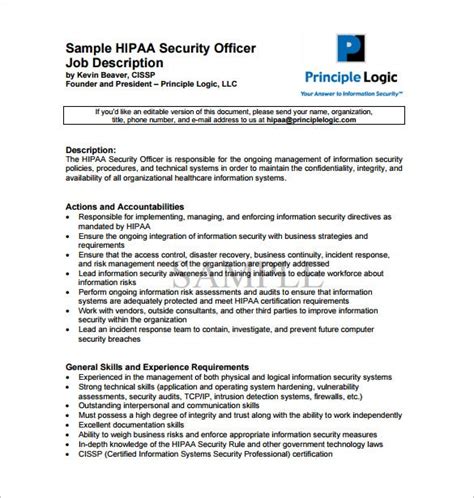 Security officers have a wide array of responsibilities, depending on their employer. Security Officer Job Description Template - 12+ Free Word ...