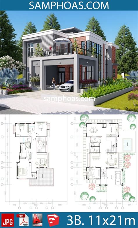 3 Bedroom Modern Villa Design Size 115x211m Samphoas Plan