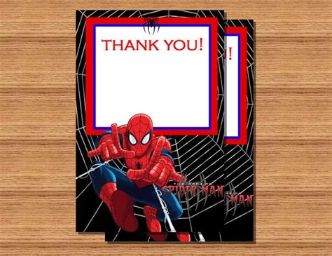 Instant Download Spiderman Thank You Card 2 Printable Diy Digital