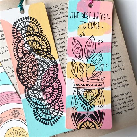 Bookmarks Kit Hand Drawing Bookmarks Cute Bookmarks Pastel Bookmarks Doodle Art For