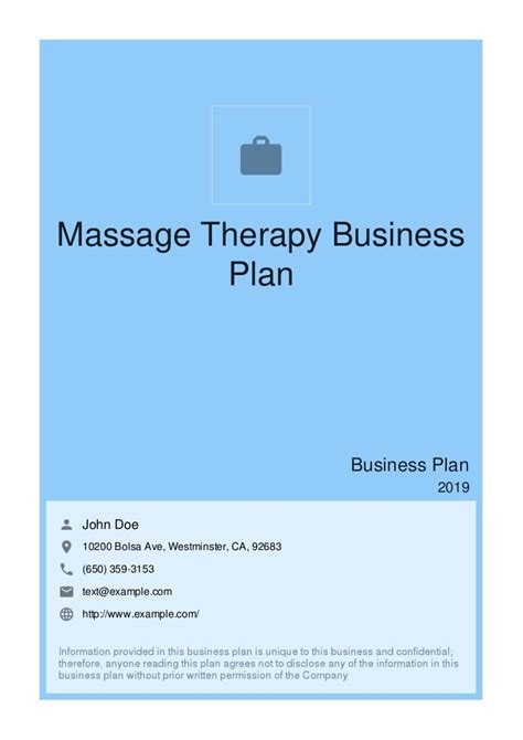 business plan template massage therapy management and leadership