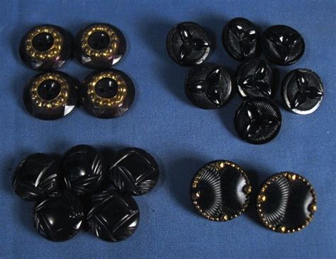 Vintage Fancy Black Buttons Set Of 18 Four Different Styles