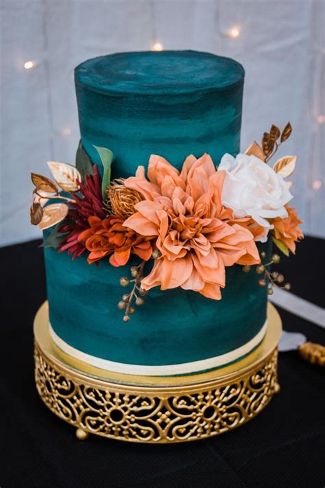 Fall Wedding Wedding Cake Inspo Teal Fall Wedding Wedding Cake Dark
