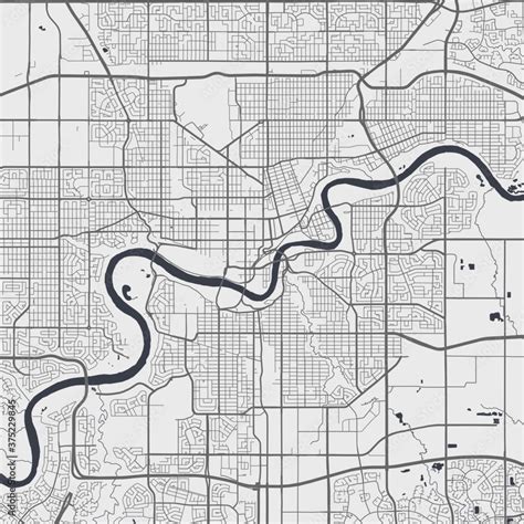 Urban City Map Of Edmonton Vector Poster Grayscale Street Map Stock