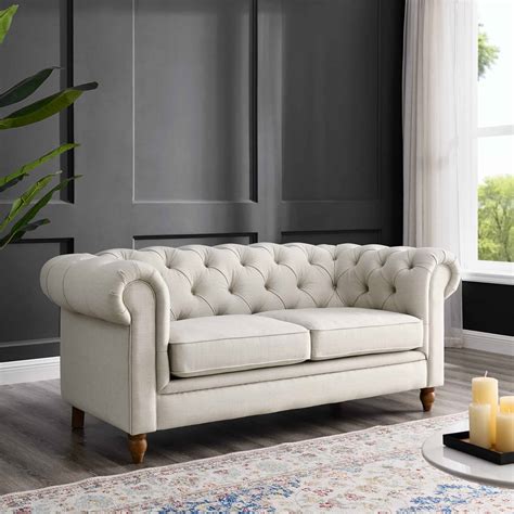 Linen Fabric Chesterfield Sofa Baci Living Room